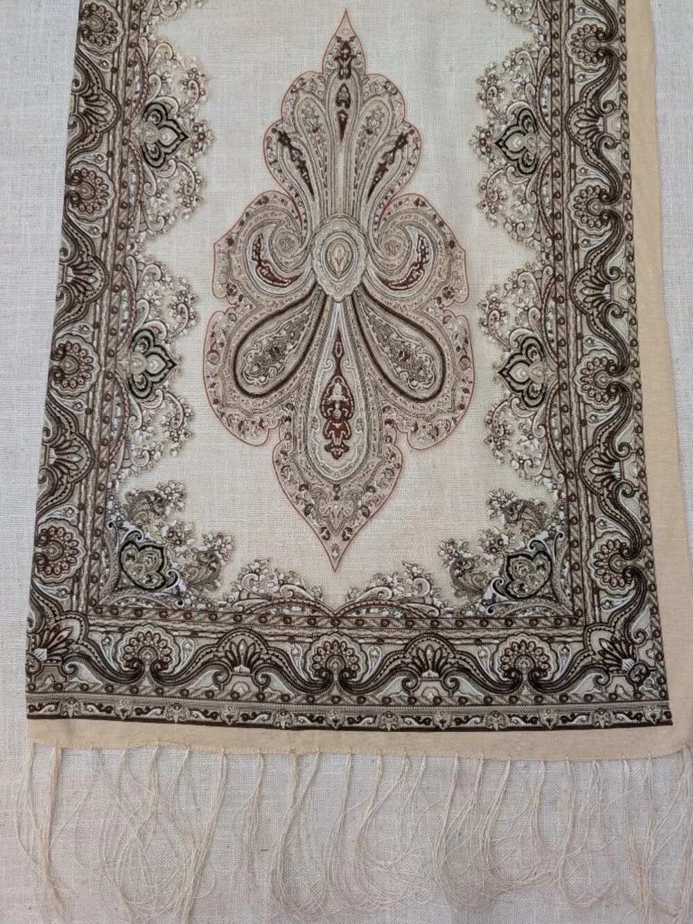 Partially Sheer Beige Brown Scarf with Sparkles